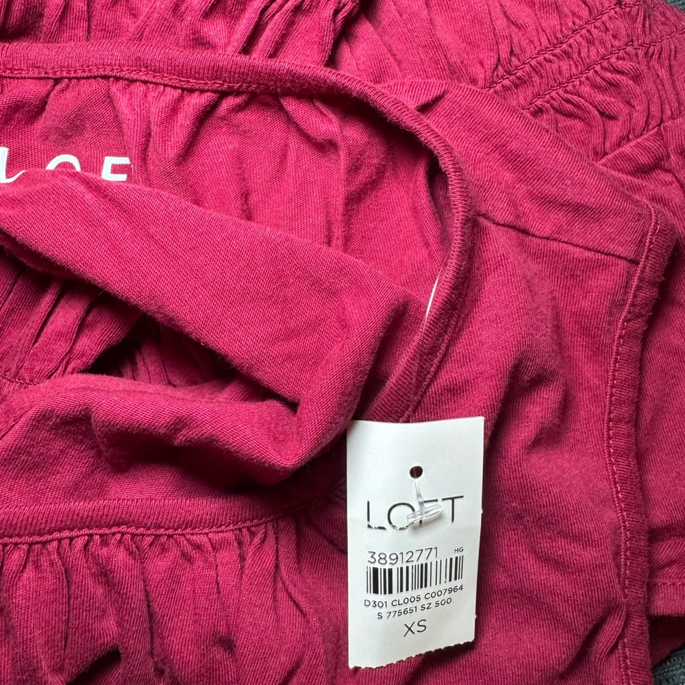 LOFT Ruffled Sleeveless Top in Deep Raspberry - Picture 6 of 6